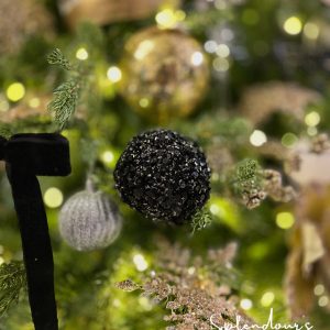 black glitter ornaments
